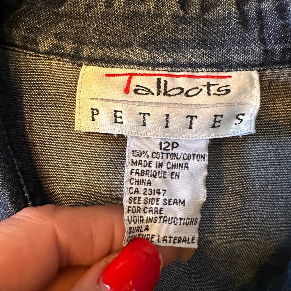 Talbots 12pet long sleeve coastal cowgirl button down chambray midi/maxi dress - Picture 7 of 12